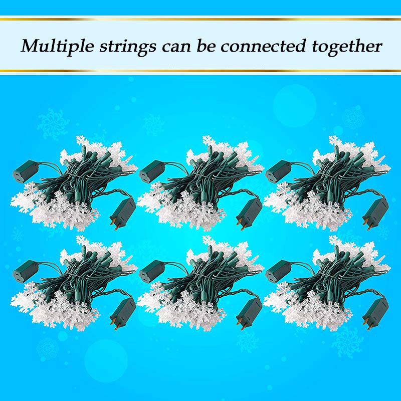Outdoor/Indoor Christmas Lights Snowflake LED, 50-Bulbs per 16.3FT Set, Warm White Outdoor/Indoor Christmas Lights Snowflake LED, 50-Bulbs per 16.3FT Set, Warm White